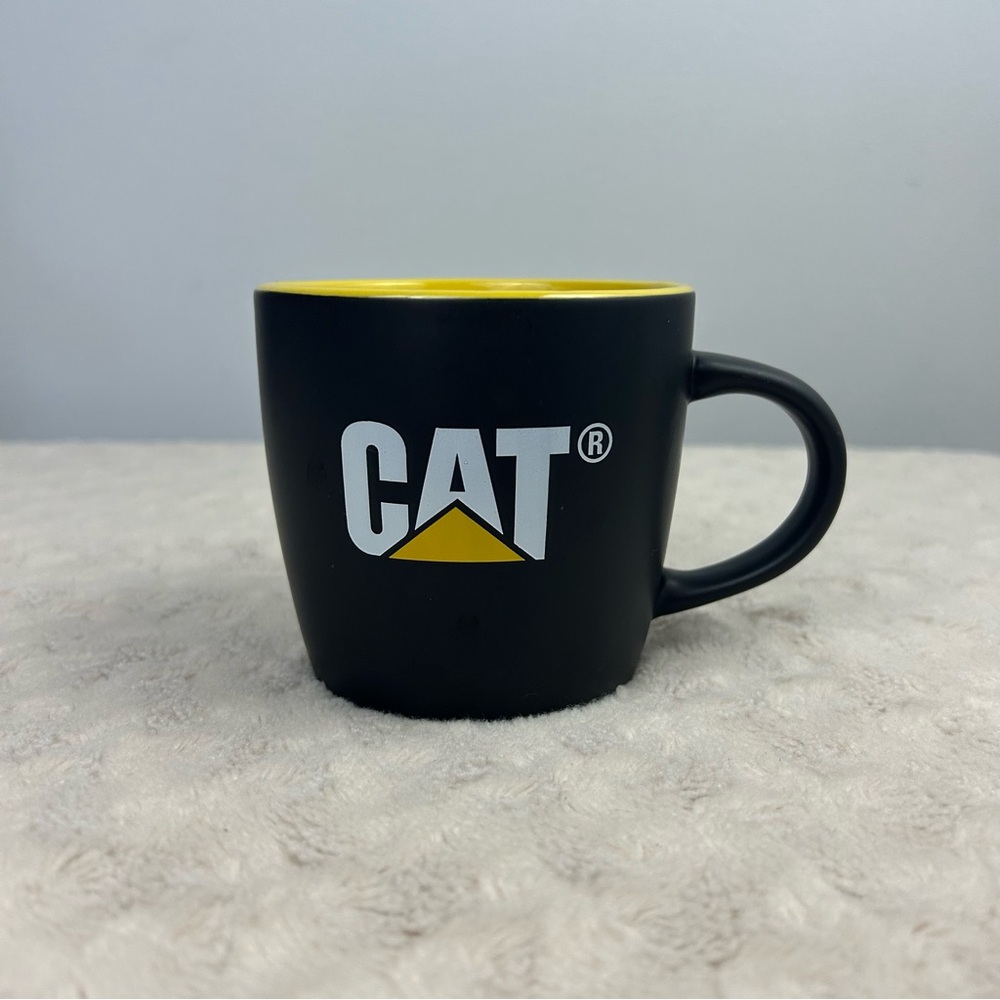 CAT Caterpillar Equipment Coffee Mug Cup Black Yellow Logo Diesel Construction